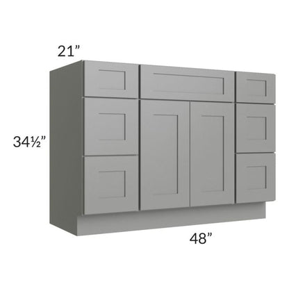 RTA Shale Grey Shaker 48" Vanity Sink Base Cabinet with Drawers with 1 Decorative End Panel