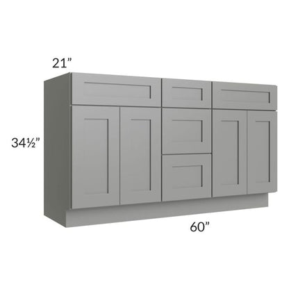 RTA Shale Grey Shaker 60" Vanity Sink Base Cabinet with Drawers