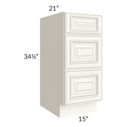 RTA Signature Vanilla Glaze 15" Drawer Base Bathroom Vanity Cabinet