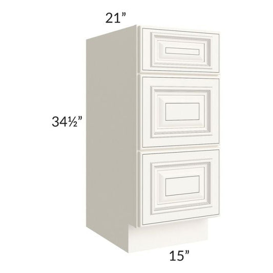 RTA Signature Vanilla Glaze 15" Drawer Base Bathroom Vanity Cabinet