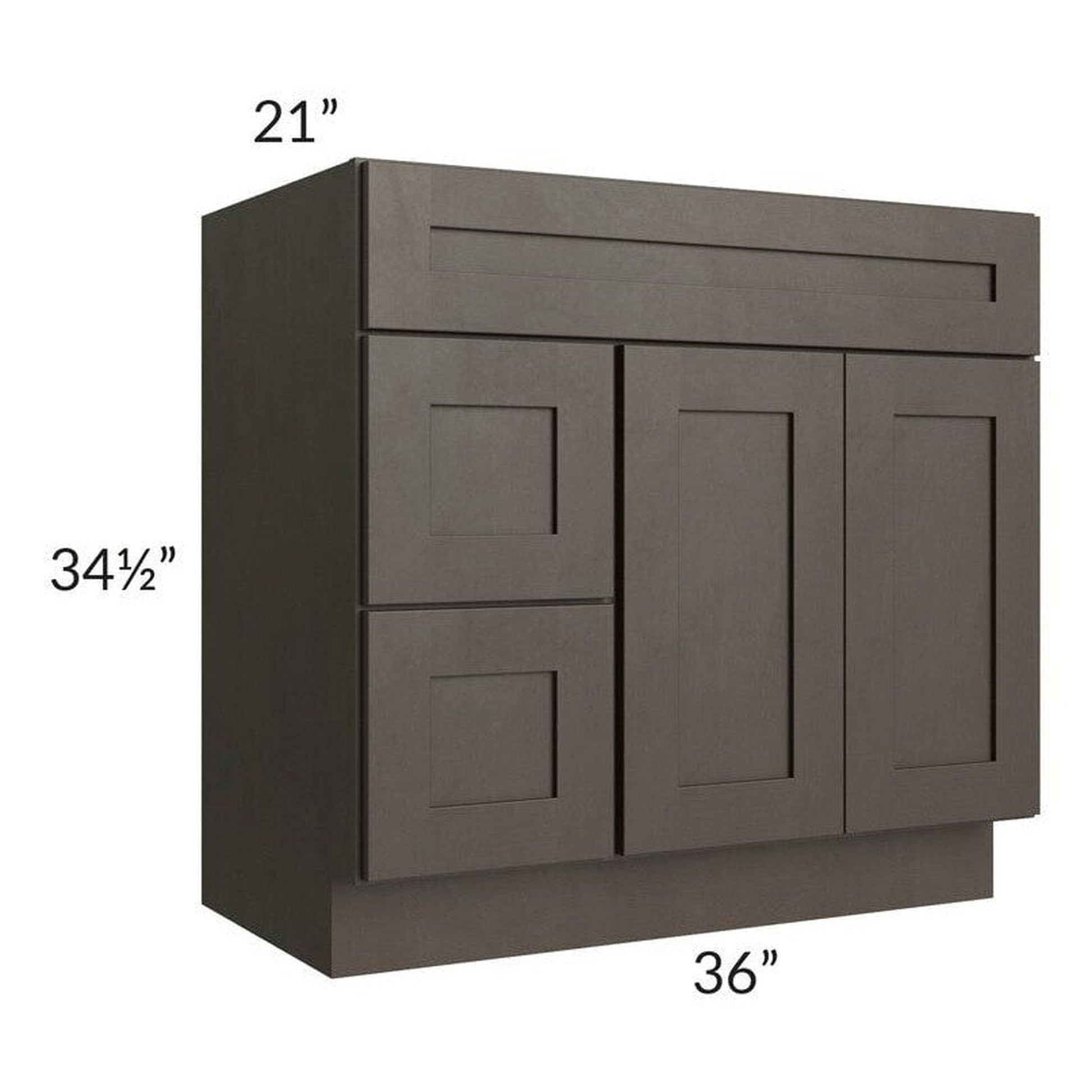 RTA Southport Espresso Shaker 12" Vanity 3-Drawer Base Cabinet