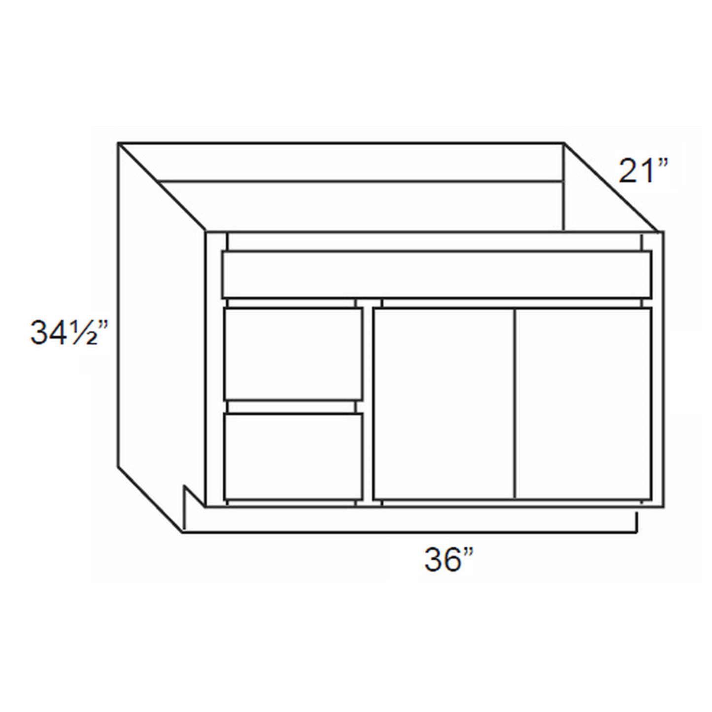 RTA Southport Espresso Shaker 12" Vanity 3-Drawer Base Cabinet