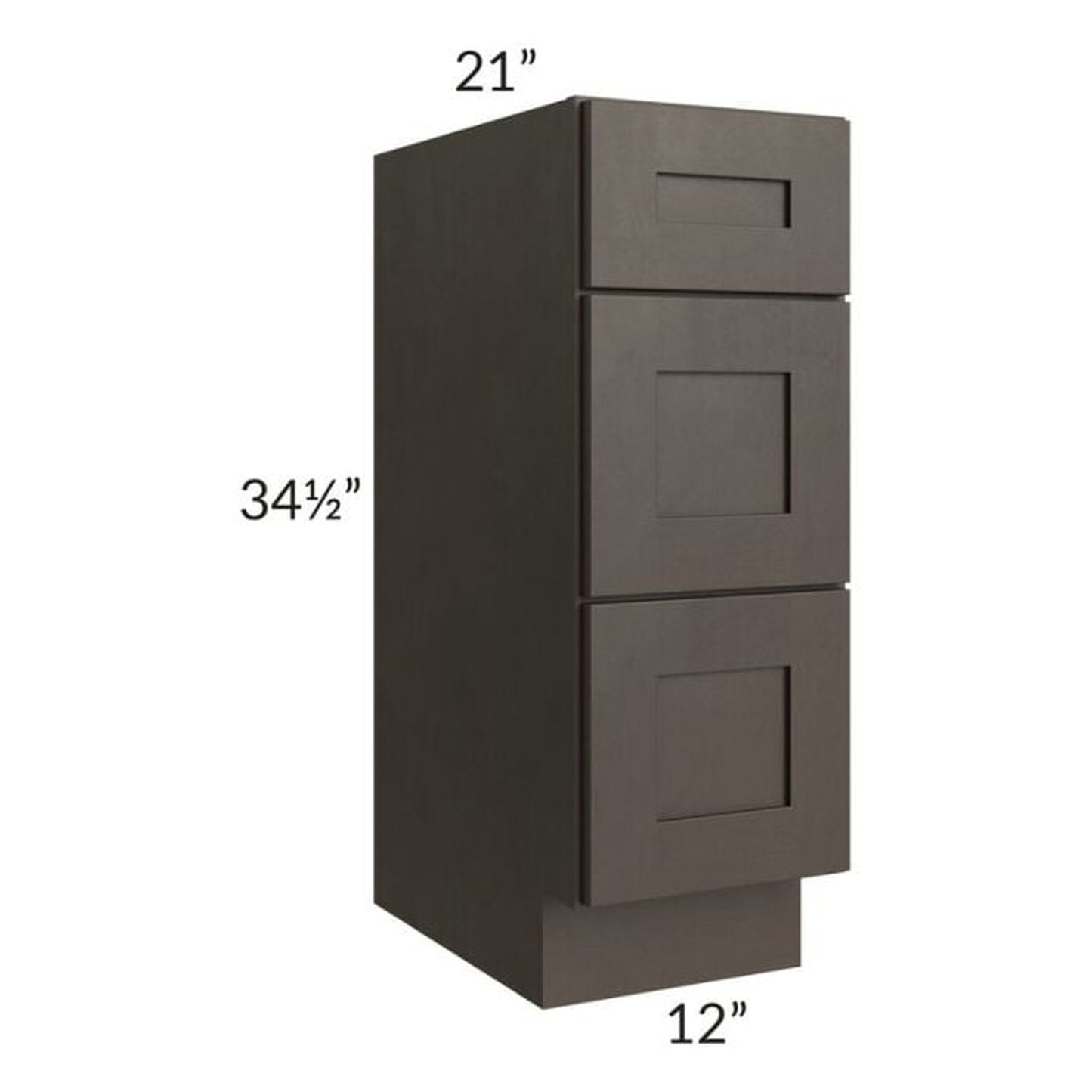 RTA Southport Espresso Shaker 15" Vanity 3-Drawer Base Cabinet with 1 Decorative End Panel