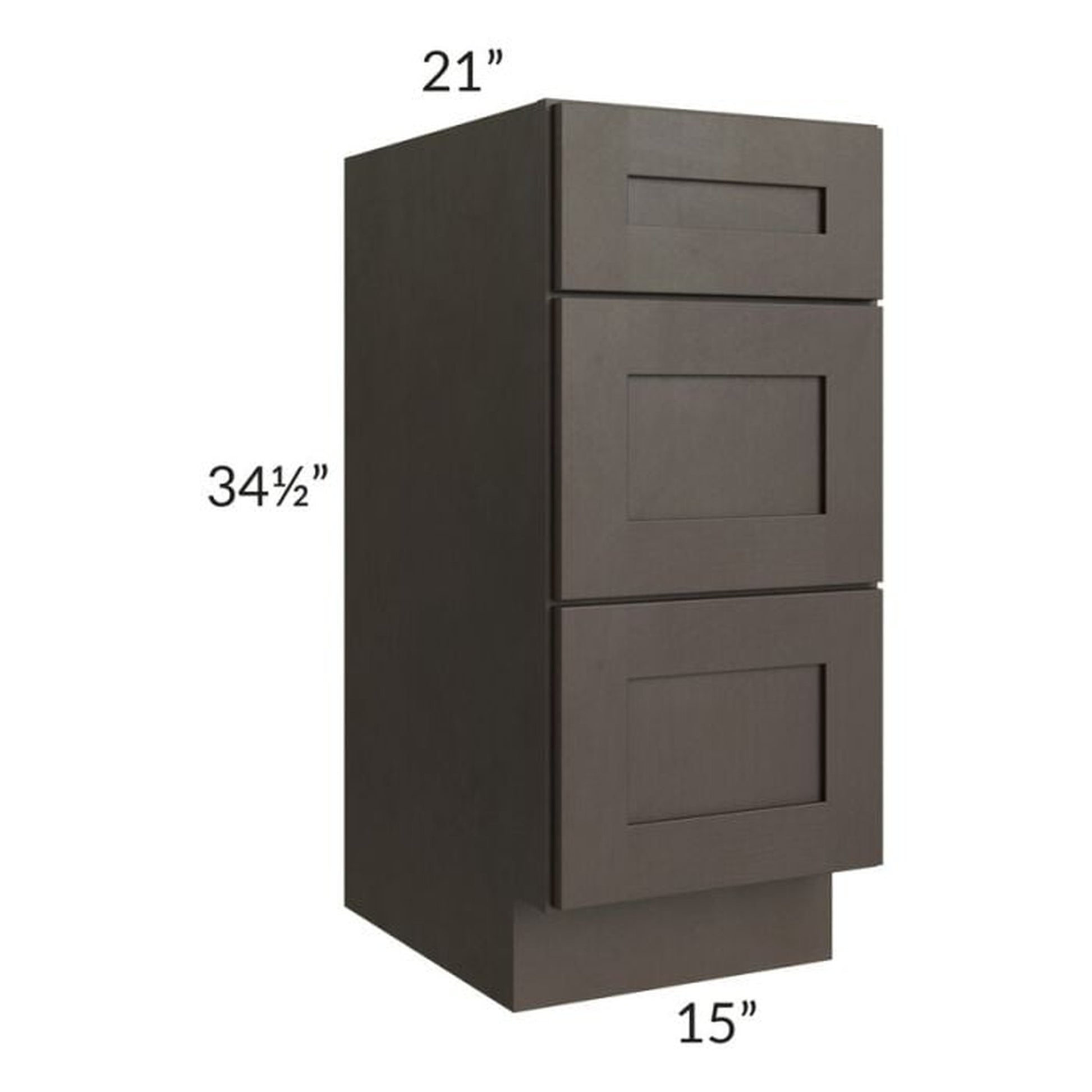 RTA Southport Espresso Shaker 18" Vanity 3-Drawer Base Cabinet with 1 Decorative End Panel