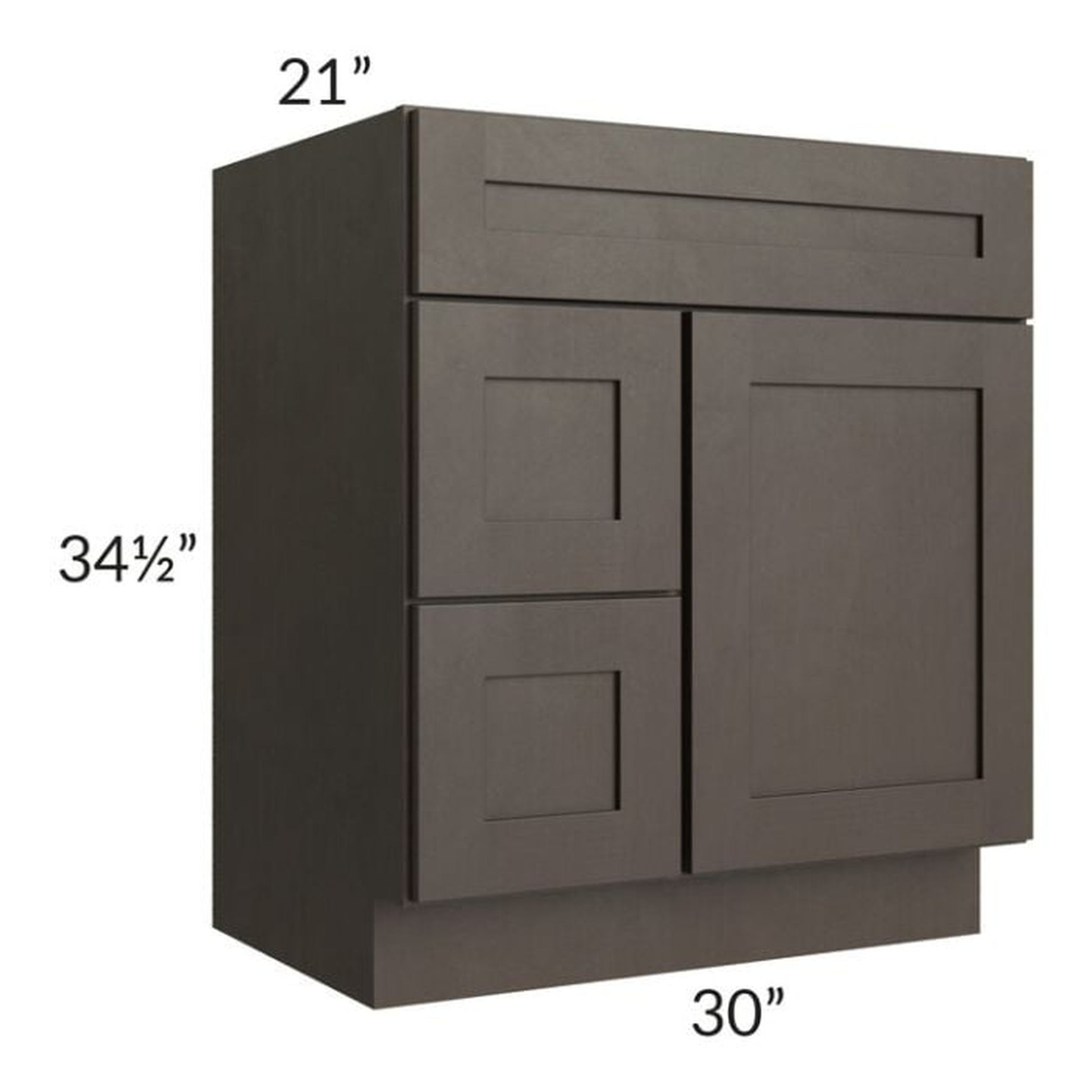 RTA Southport Espresso Shaker 30" x 21" Vanity Sink Base Cabinet (Door on Right) with 1 Decorative End Panel