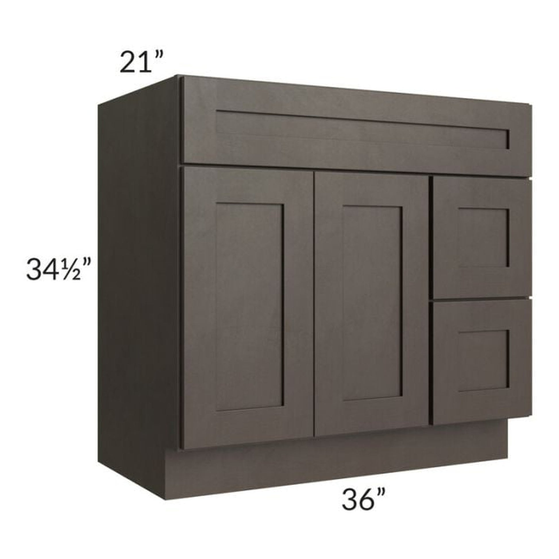 RTA Southport Espresso Shaker 36" x 21" Vanity Sink Base Cabinet (Doors on Left) with 1 Decorative End Panel