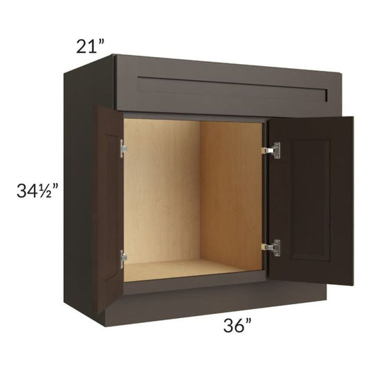 RTA Southport Espresso Shaker 36" x 21" Vanity Sink Base Cabinet (Doors on Left) with 1 Decorative End Panel