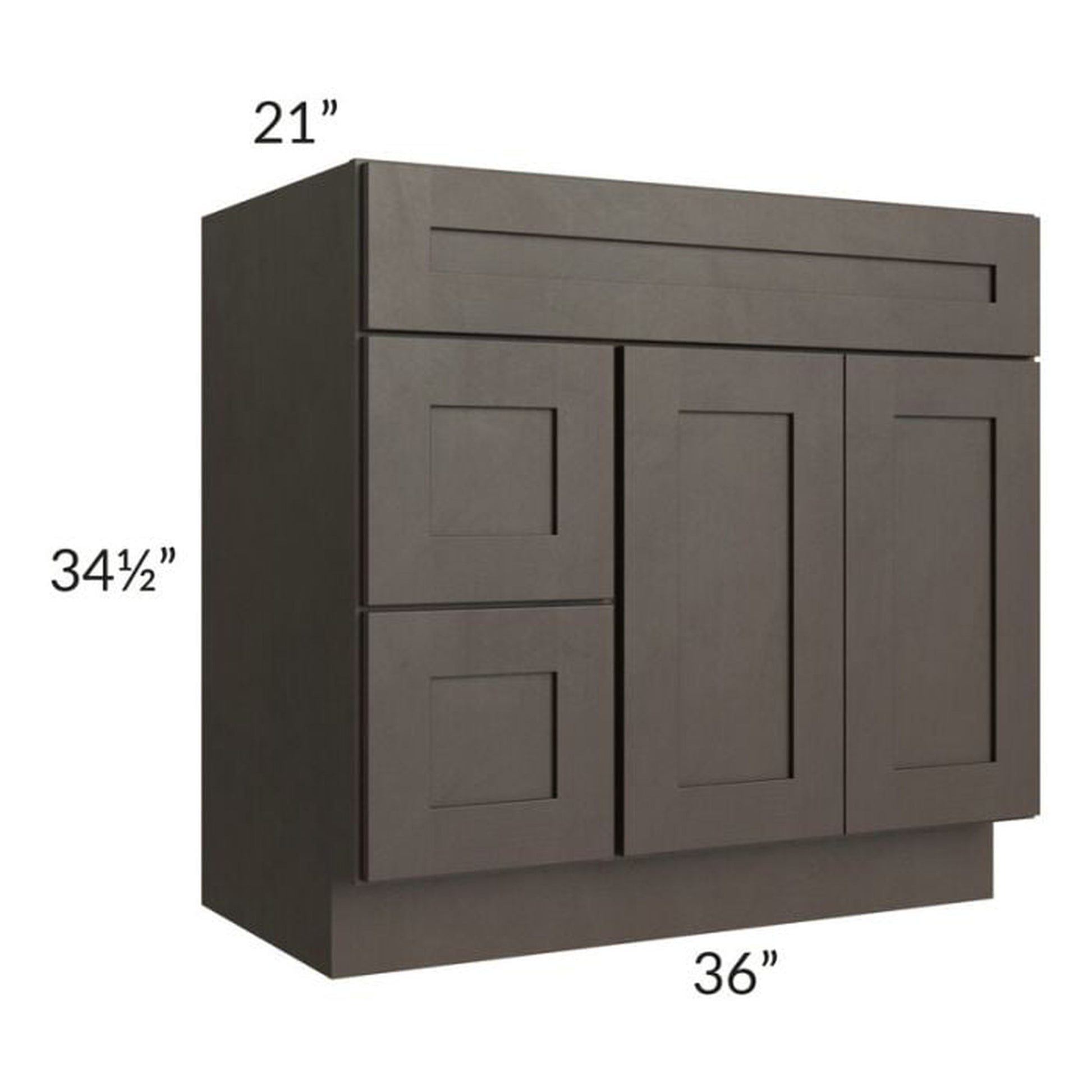 RTA Southport Espresso Shaker 36" x 21" Vanity Sink Base Cabinet (Doors on Right) with 1 Decorative End Panel