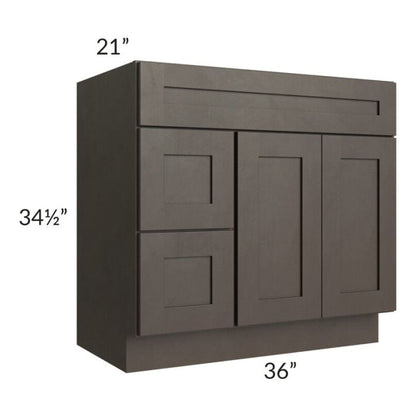 RTA Southport Espresso Shaker 36" x 21" Vanity Sink Base Cabinet (Doors on Right) with 2 Decorative End Panels