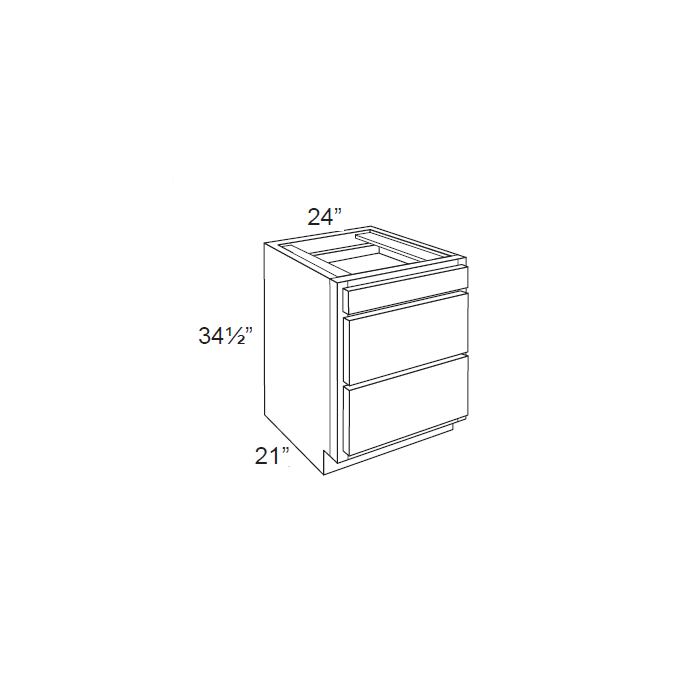 RTA Southport White Shaker 24" Vanity 3-Drawer Base Cabinet