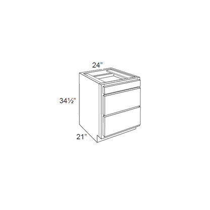 RTA Southport White Shaker 24" Vanity 3-Drawer Base Cabinet