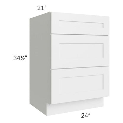 RTA Southport White Shaker 24" Vanity 3-Drawer Base Cabinet