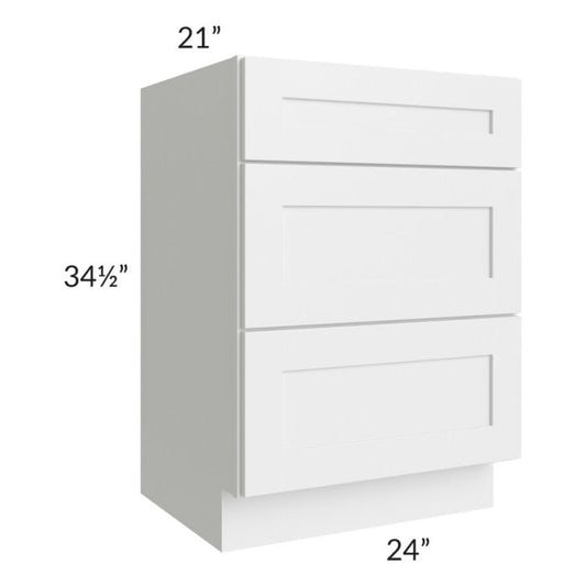 RTA Southport White Shaker 24" Vanity 3-Drawer Base Cabinet