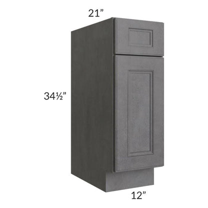 RTA Stone Grey 12" Vanity Base Cabinet with 1 Decorative End Panel