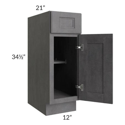 RTA Stone Grey 12" Vanity Base Cabinet with 1 Decorative End Panel