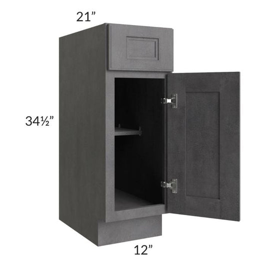 RTA Stone Grey 12" Vanity Base Cabinet with 2 Decorative End Panels