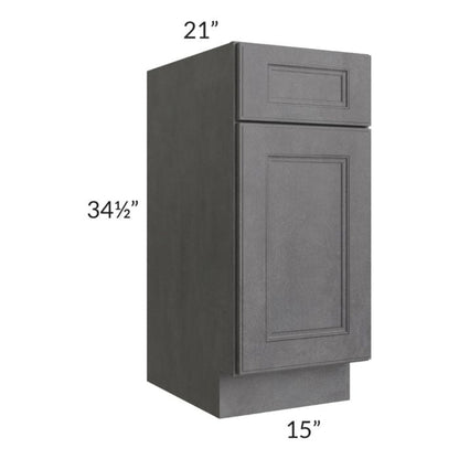 RTA Stone Grey 15" Vanity Base Cabinet with 1 Decorative End Panel