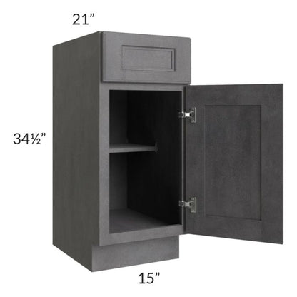 RTA Stone Grey 15" Vanity Base Cabinet with 2 Decorative End Panels