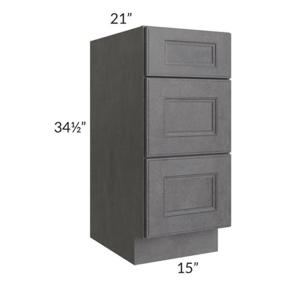 RTA Stone Grey 15" Vanity Three Drawer Base Cabinet