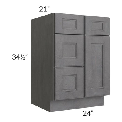 RTA Stone Grey 24" Vanity Sink Base Cabinet (Drawers on Left)