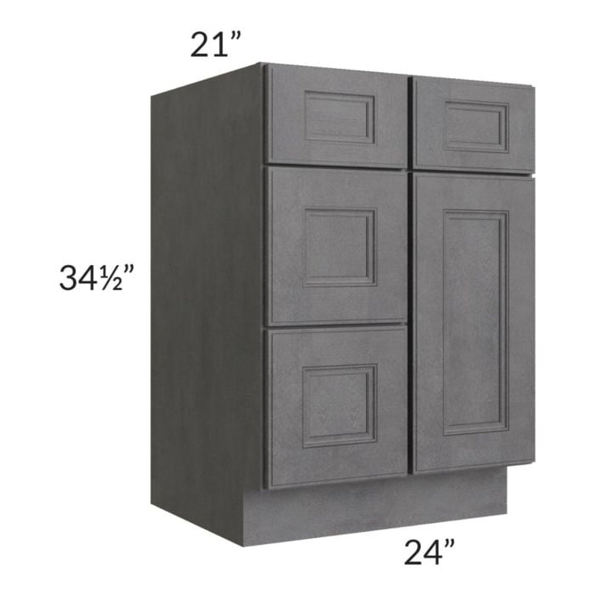 RTA Stone Grey 24" Vanity Sink Base Cabinet (Drawers on Left) with 1 Decorative End Panel