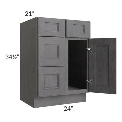 RTA Stone Grey 24" Vanity Sink Base Cabinet (Drawers on Left) with 1 Decorative End Panel