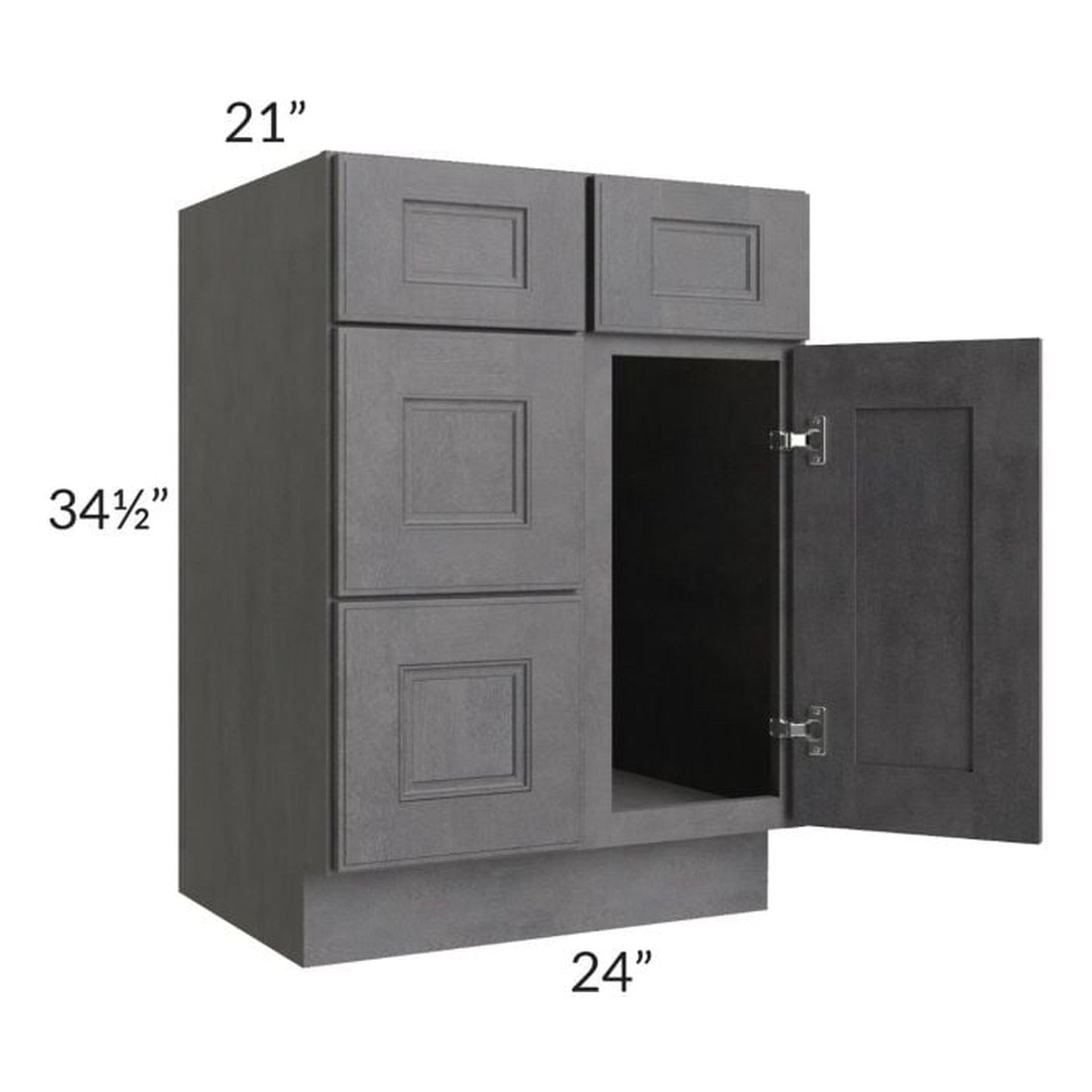 RTA Stone Grey 24" Vanity Sink Base Cabinet (Drawers on Left)