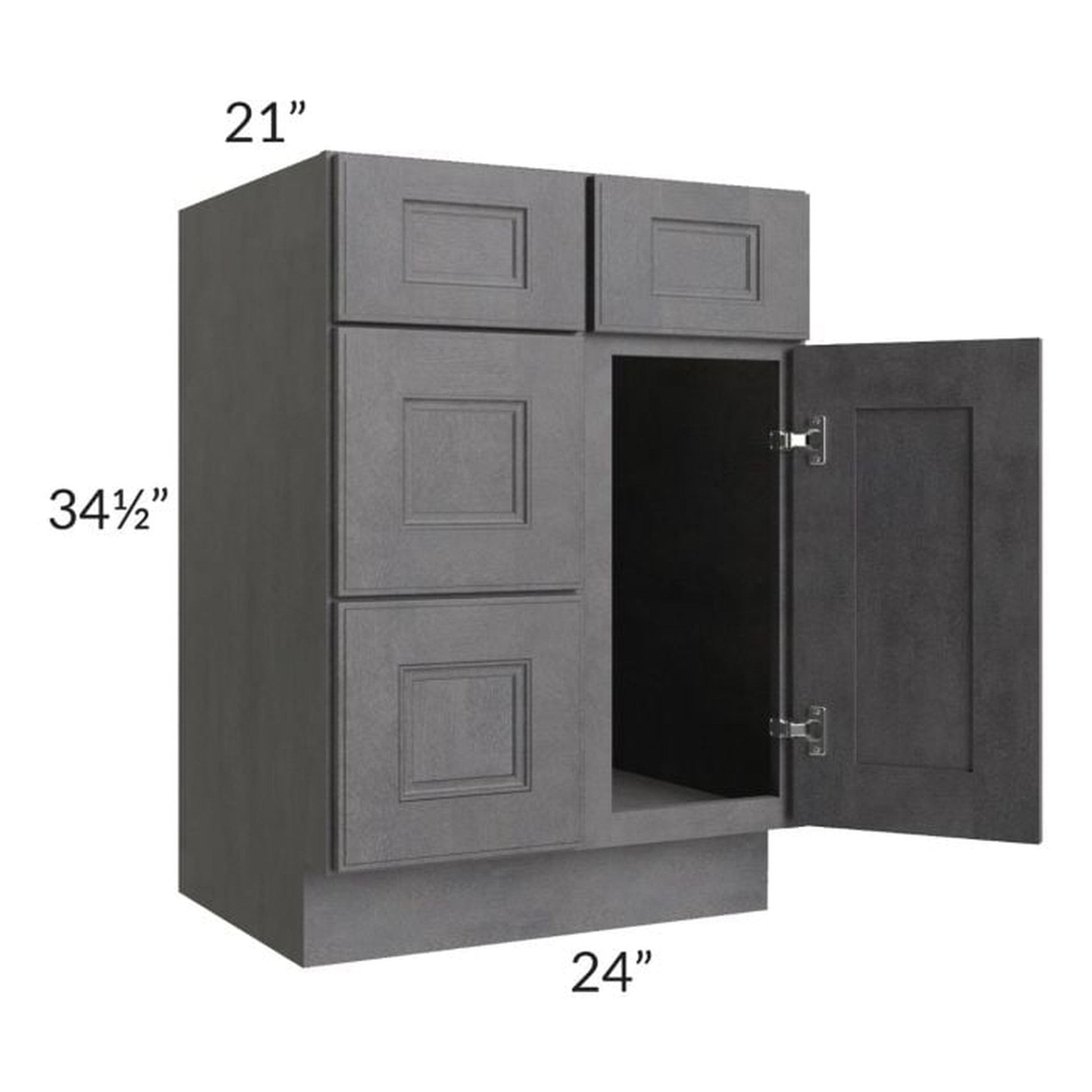 RTA Stone Grey 24" Vanity Sink Base Cabinet (Drawers on Left)