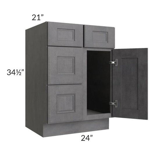 RTA Stone Grey 24" Vanity Sink Base Cabinet (Drawers on Left)