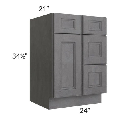 RTA Stone Grey 24" Vanity Sink Base Cabinet (Drawers on Right) with 1 Decorative End Panel