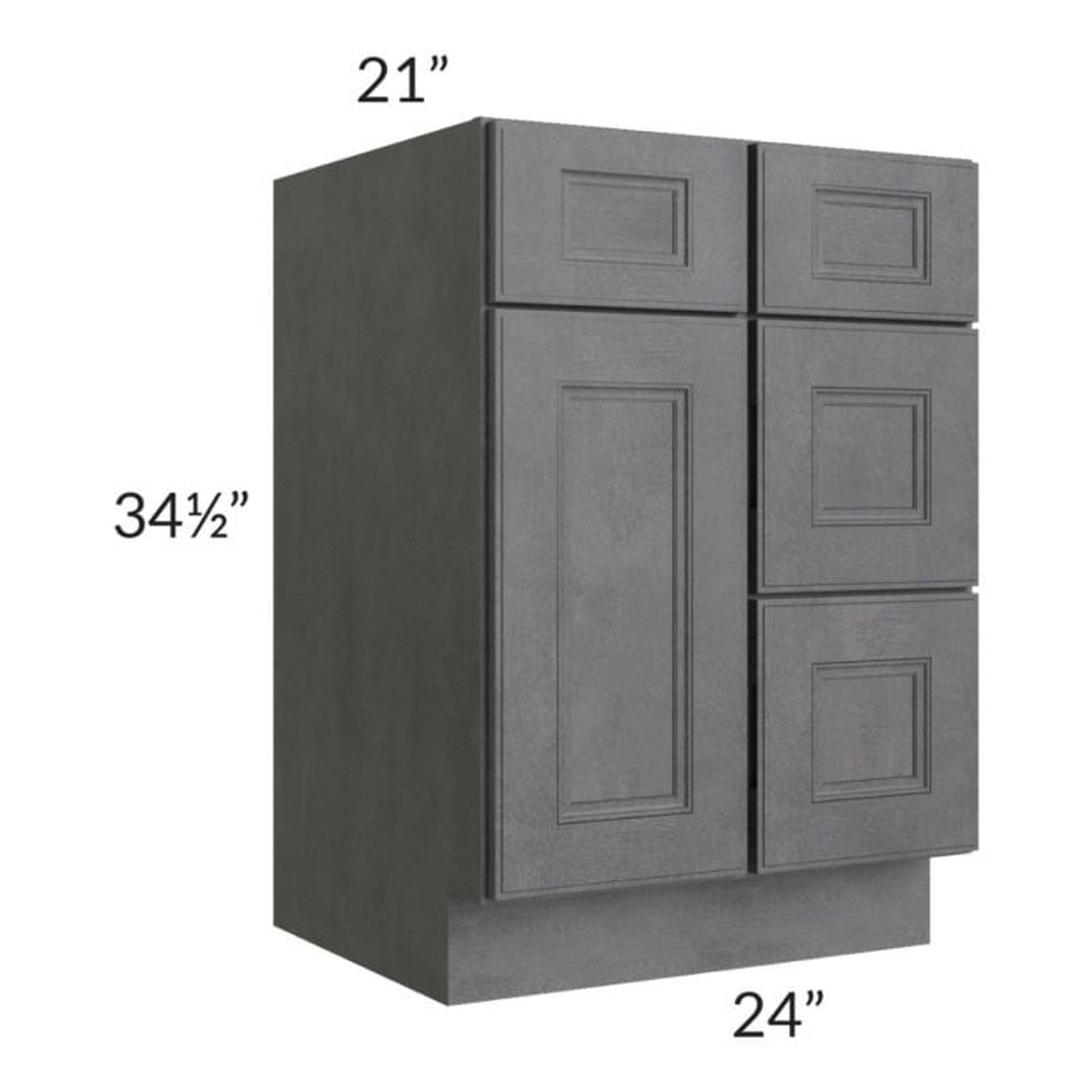 RTA Stone Grey 24" Vanity Sink Base Cabinet (Drawers on Right) with 2 Decorative End Panels