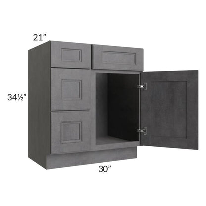 RTA Stone Grey 30" Vanity Sink Base Cabinet (Drawers on Left)