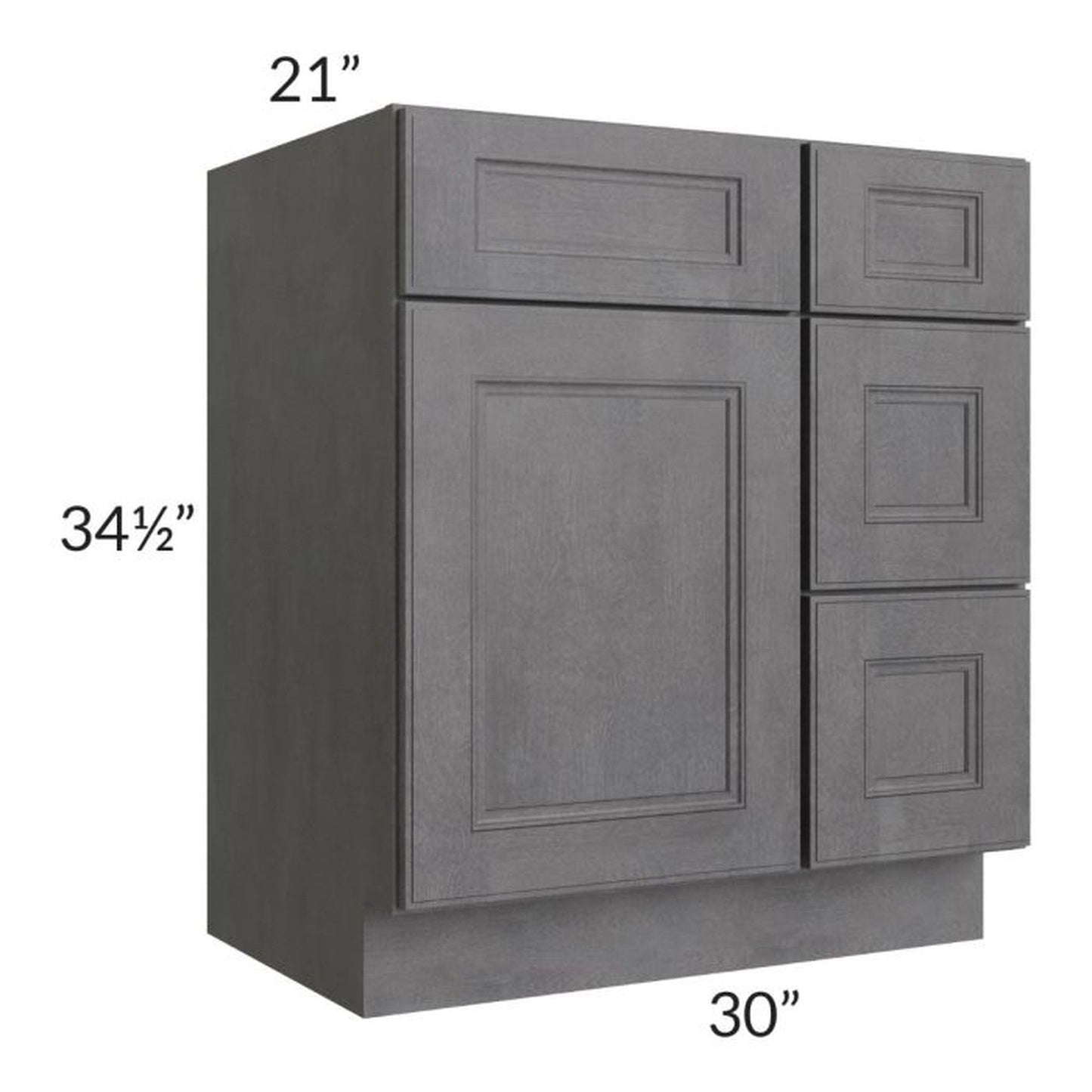 RTA Stone Grey 30" Vanity Sink Base Cabinet (Drawers on Right)