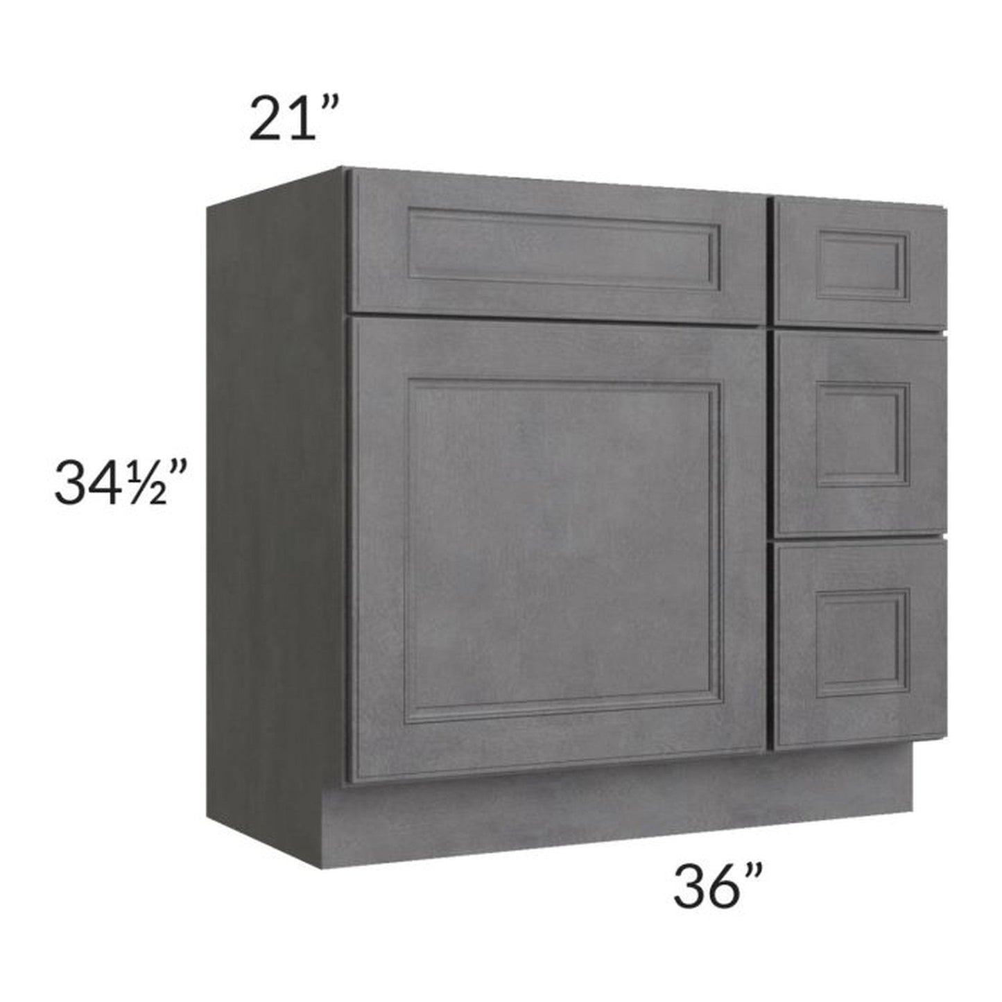 RTA Stone Grey 36" Vanity Sink Base Cabinet (Drawers on Right)