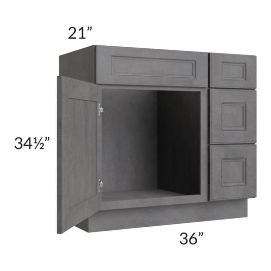 RTA Stone Grey 36" Vanity Sink Base Cabinet (Drawers on Right)