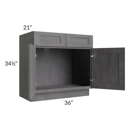 RTA Stone Grey 36" Vanity Sink Base Cabinet with 2 Decorative End Panels