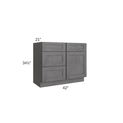 RTA Stone Grey 42" Vanity Sink Base Cabinet (Drawers on Left)