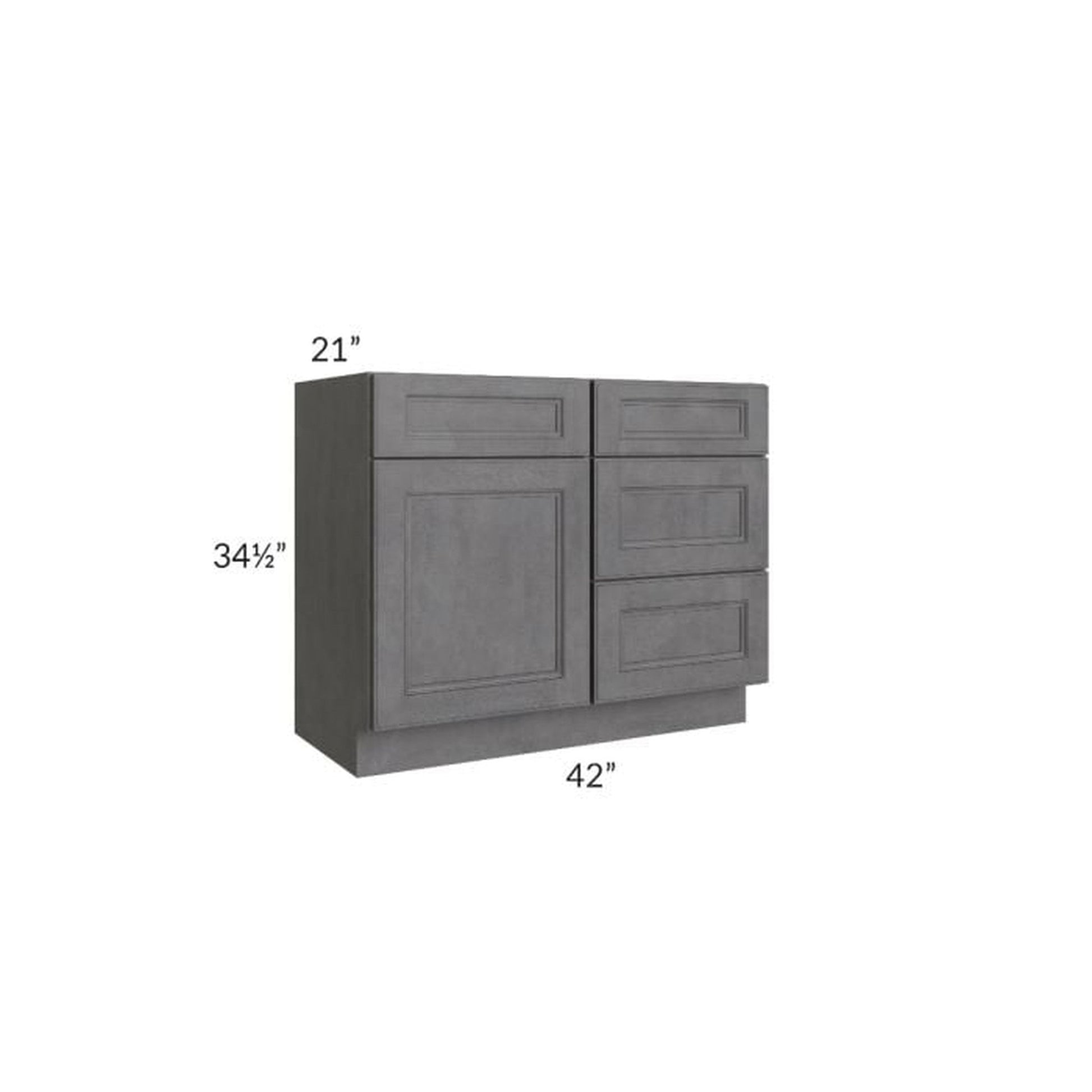 RTA Stone Grey 42" Vanity Sink Base Cabinet (Drawers on Right)