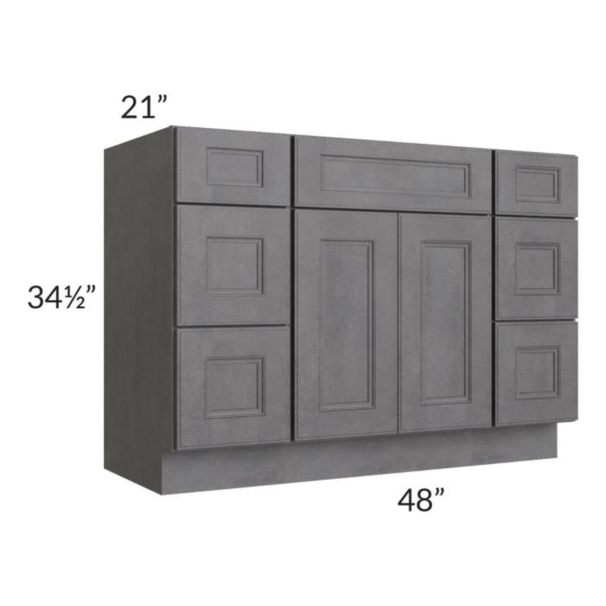 RTA Stone Grey 48" Vanity Sink Base Cabinet with Drawers with 1 Decorative End Panel