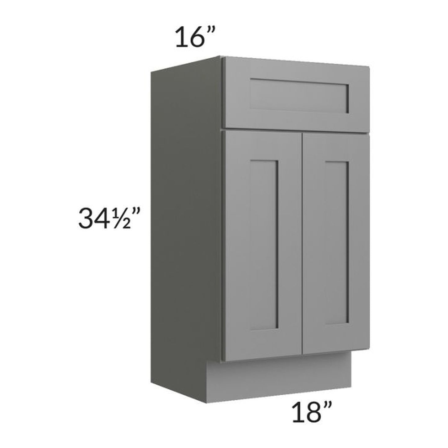 RTA Stratton Light Grey Shaker 18" Vanity Sink Base Cabinet (16" depth)