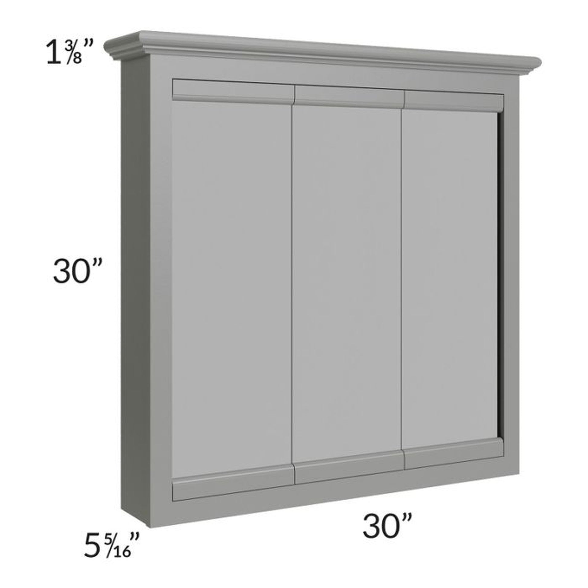 RTA Stratton Light Grey Shaker 30" x 30" Storage Mirror