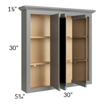 RTA Stratton Light Grey Shaker 30" x 30" Storage Mirror