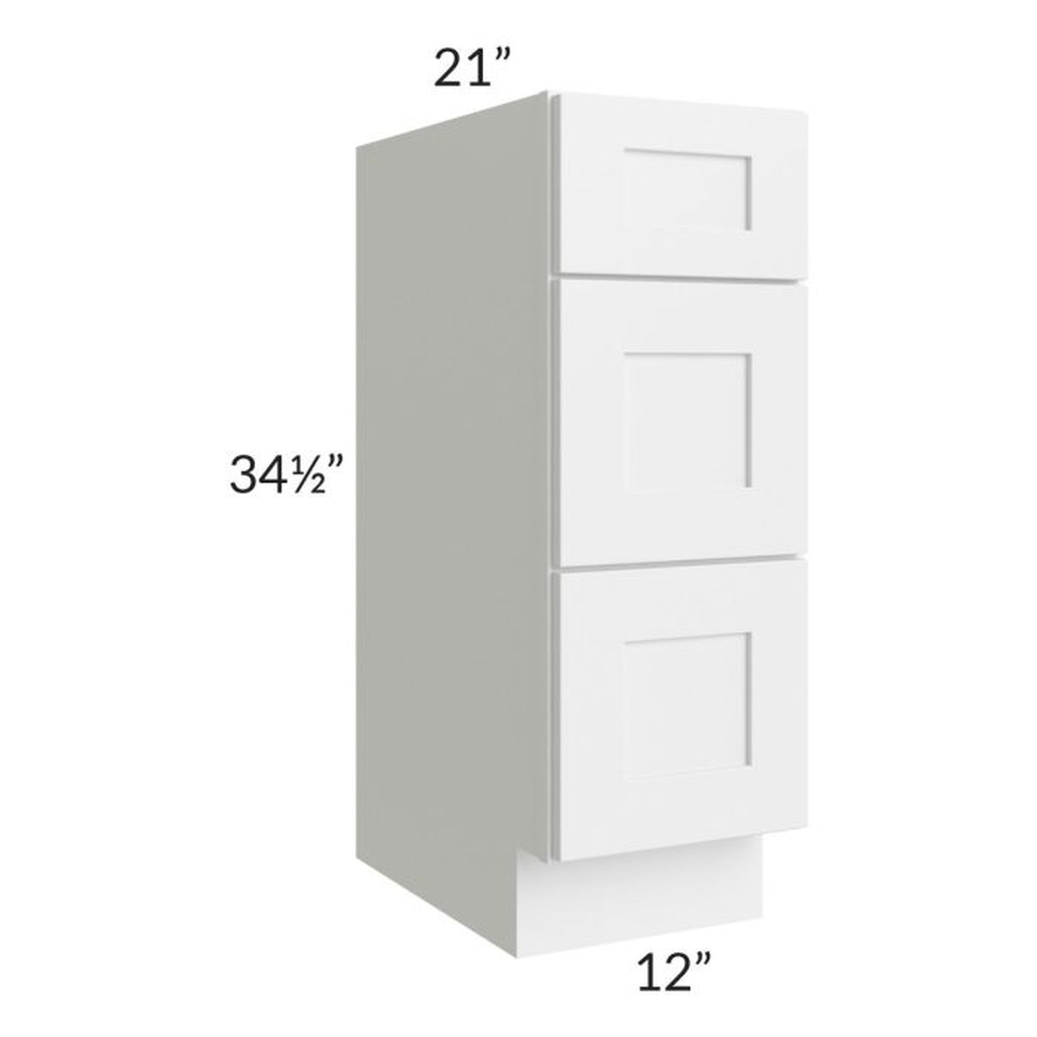 RTA Stratton White Shaker 12" 3-Drawer Vanity Base Cabinet – US Bath Store