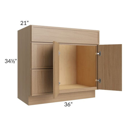 RTA Township Rift Oak 36" Vanity Sink Base Cabinet (Drawers on Left)