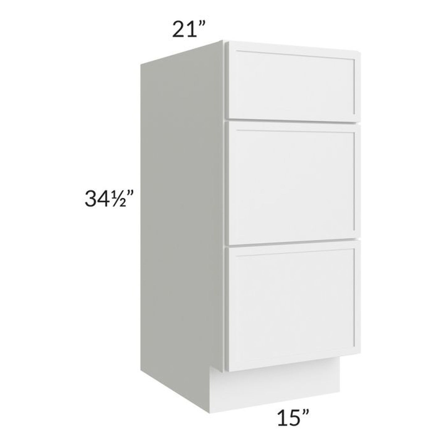 RTA Township White 15" 3-Drawer Vanity Base Cabinet