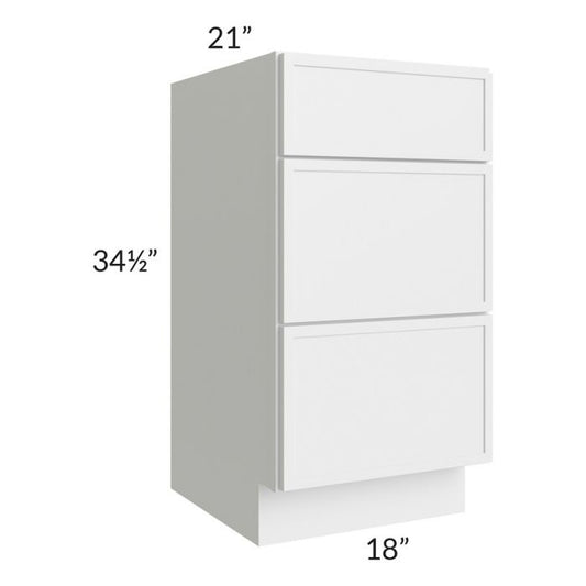 RTA Township White 18" 3-Drawer Vanity Base Cabinet