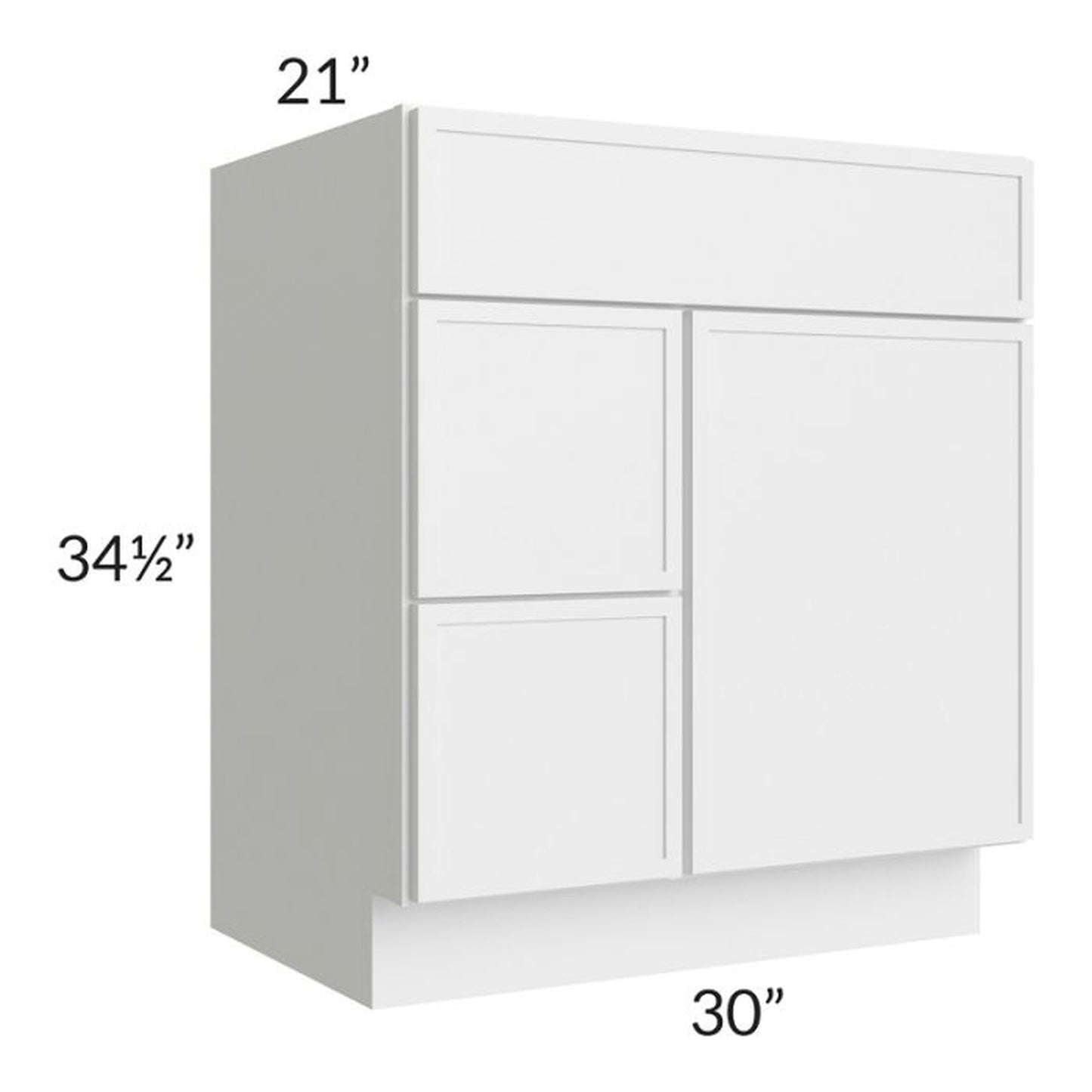 RTA Township White 30" Vanity Sink Base Cabinet (Drawers on Left)