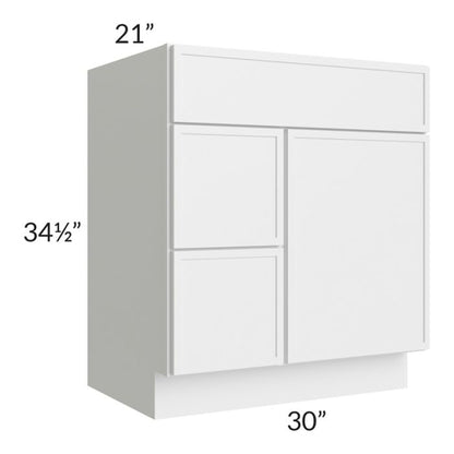 RTA Township White 30" Vanity Sink Base Cabinet (Drawers on Left)