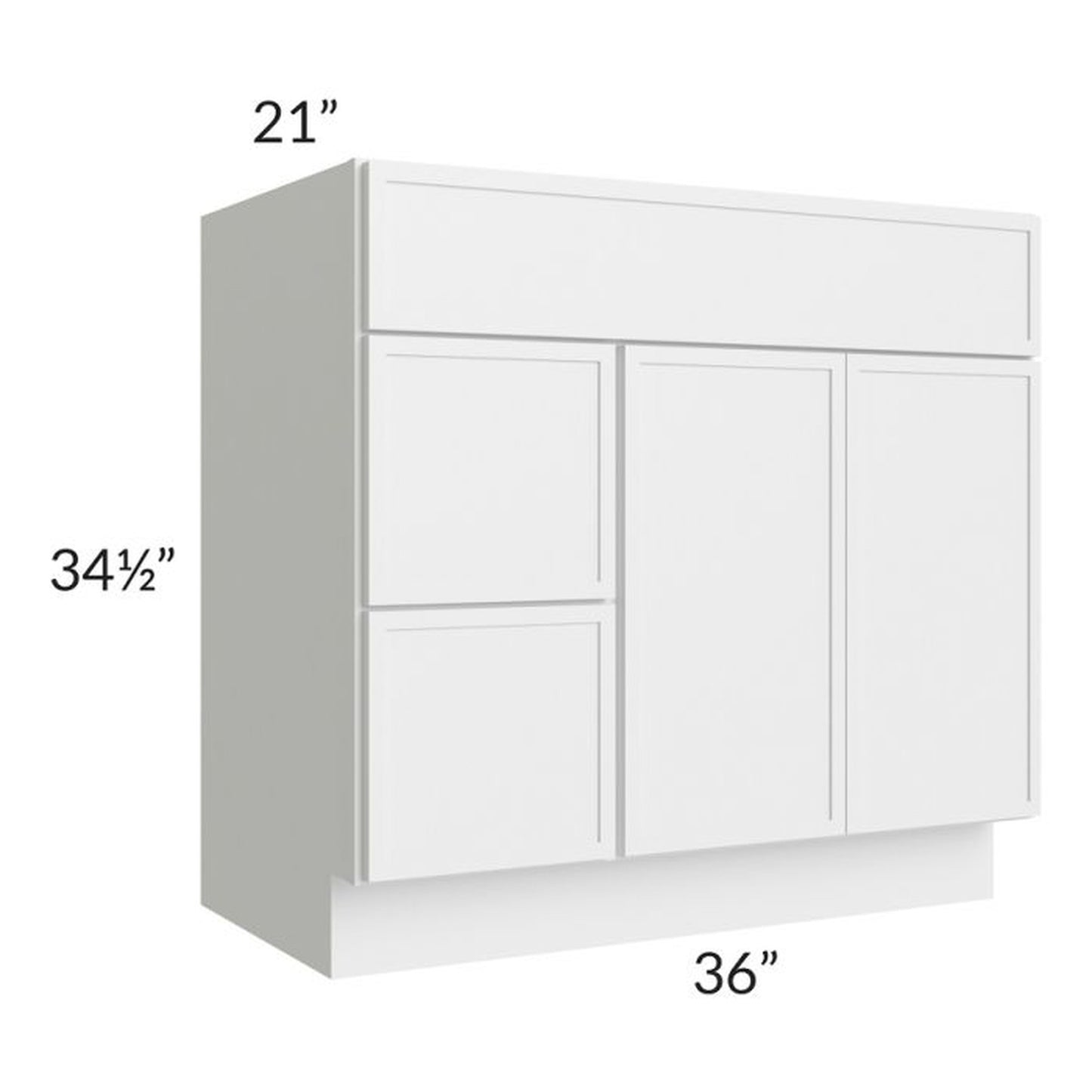 RTA Township White 36" Vanity Sink Base Cabinet (Drawers on Left)