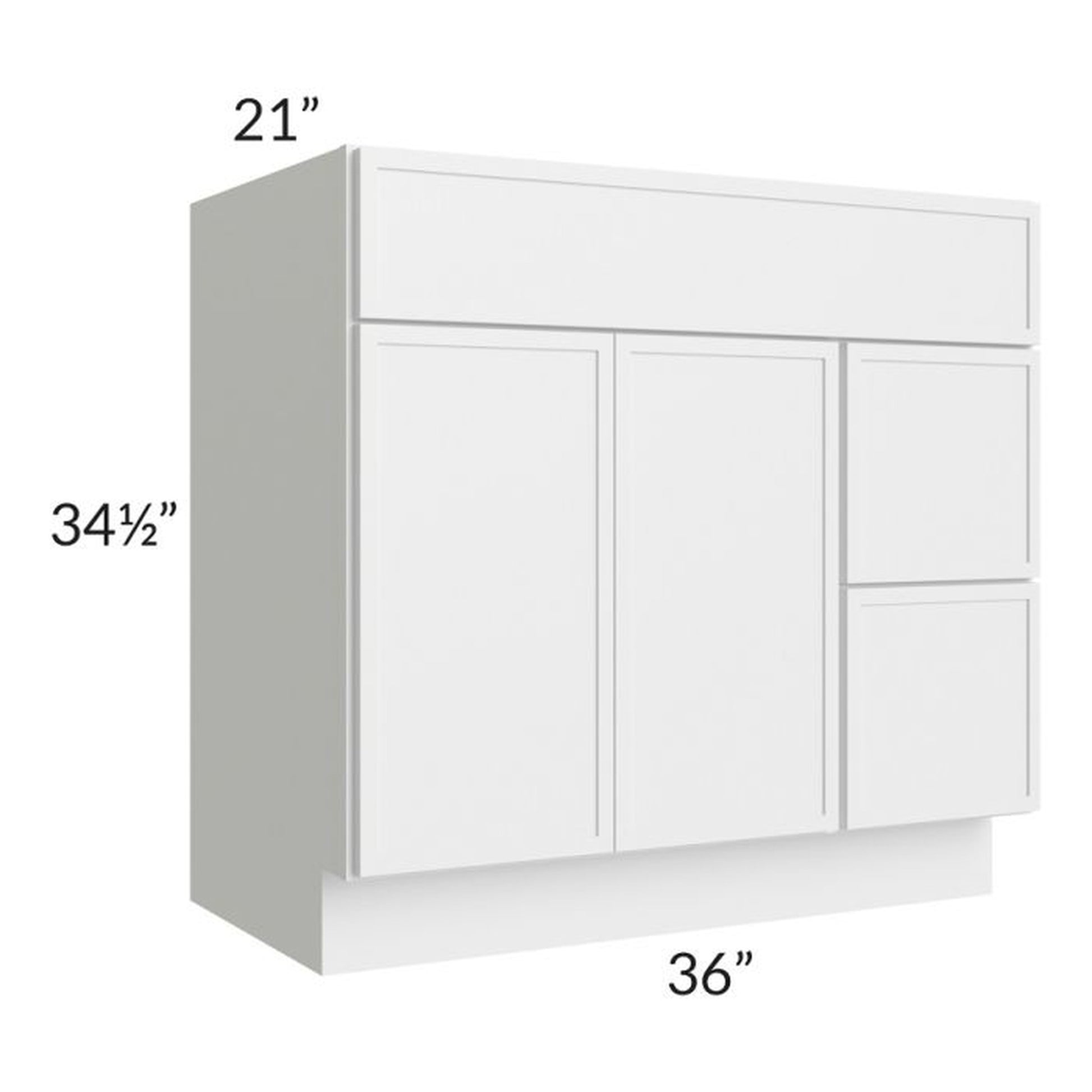 RTA Township White 36" Vanity Sink Base Cabinet (Drawers on Right)